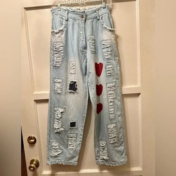 Paperlace Wide Leg Heart Jeans - Picture 13 of 14